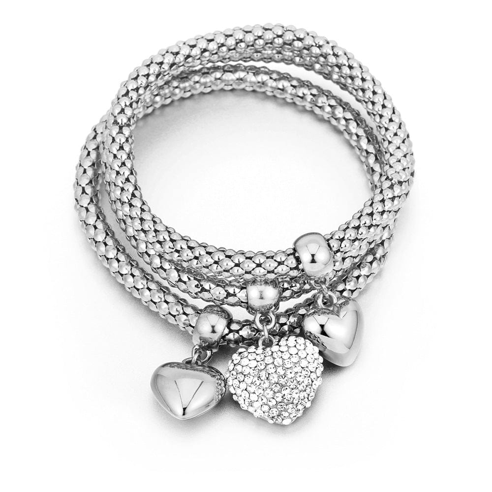 Elysmode Bracelet Silver Set Charm Bangle Crystal