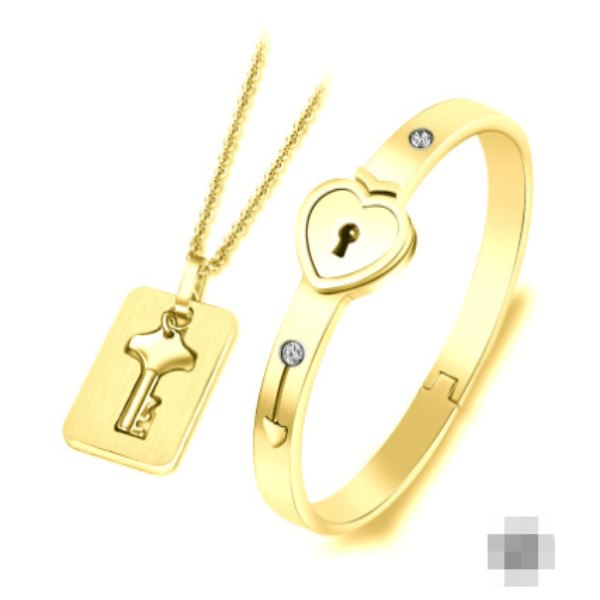 Elysmode Bracelet Square Gold Love Lock Set