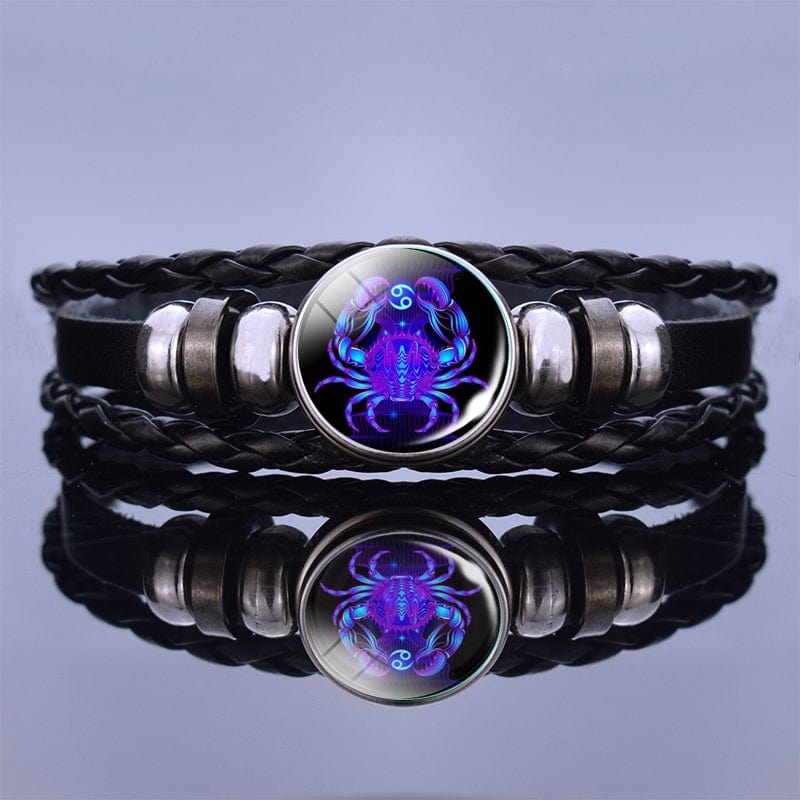 ElysMode Bracelet D Luminous 12 Constellation Bracelet Black Leather