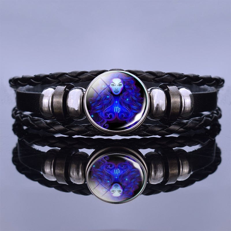 ElysMode Bracelet F Luminous 12 Constellation Bracelet Black Leather