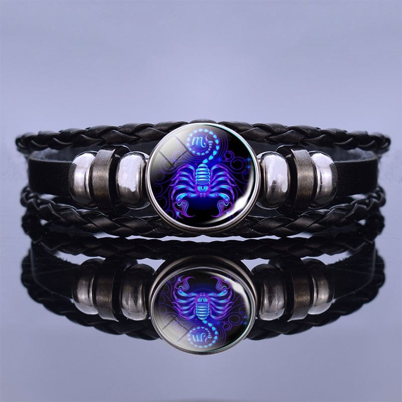 ElysMode Bracelet G Luminous 12 Constellation Bracelet Black Leather
