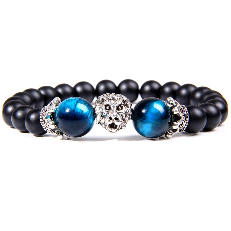 Elysmode Bracelet Natural Sapphire Blue Tiger Eye Gem Bead Bracelet Lion King Beaded Jewelry
