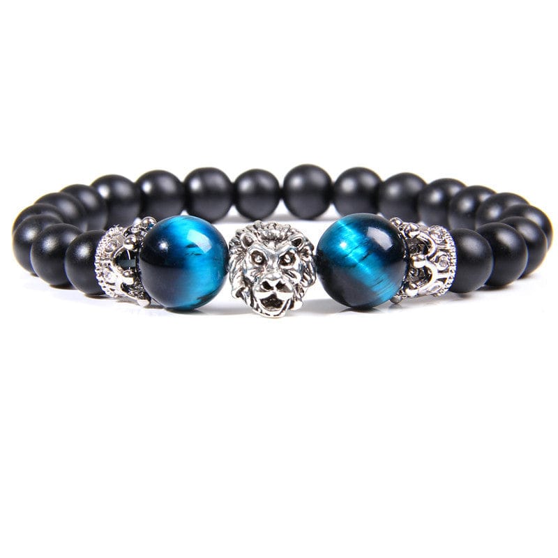 Elysmode Bracelet Natural Sapphire Blue Tiger Eye Gem Bead Bracelet Lion King Beaded Jewelry