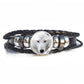 Elysmode Bracelet 6 Style Wolf's Black Leather Vintage Handwoven Bracelet