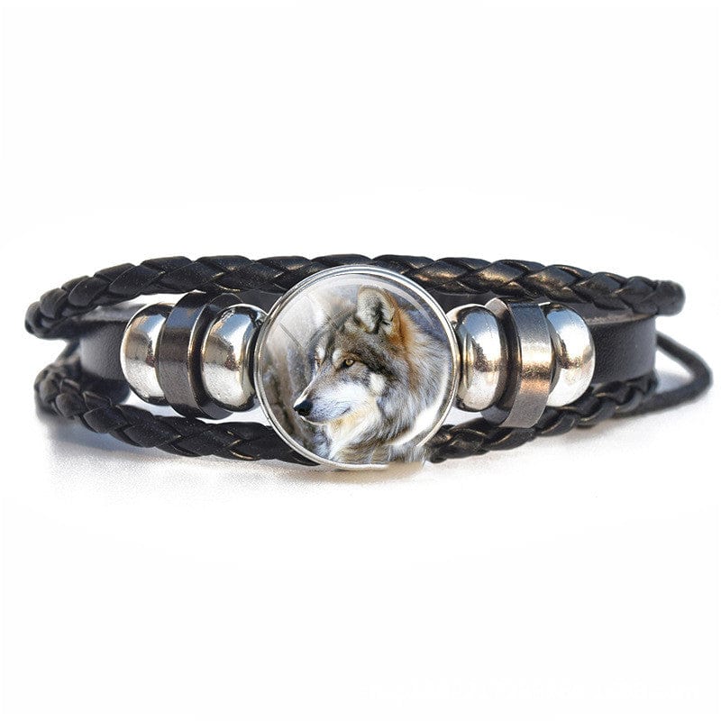 Elysmode Bracelet 8 Style Wolf's Black Leather Vintage Handwoven Bracelet