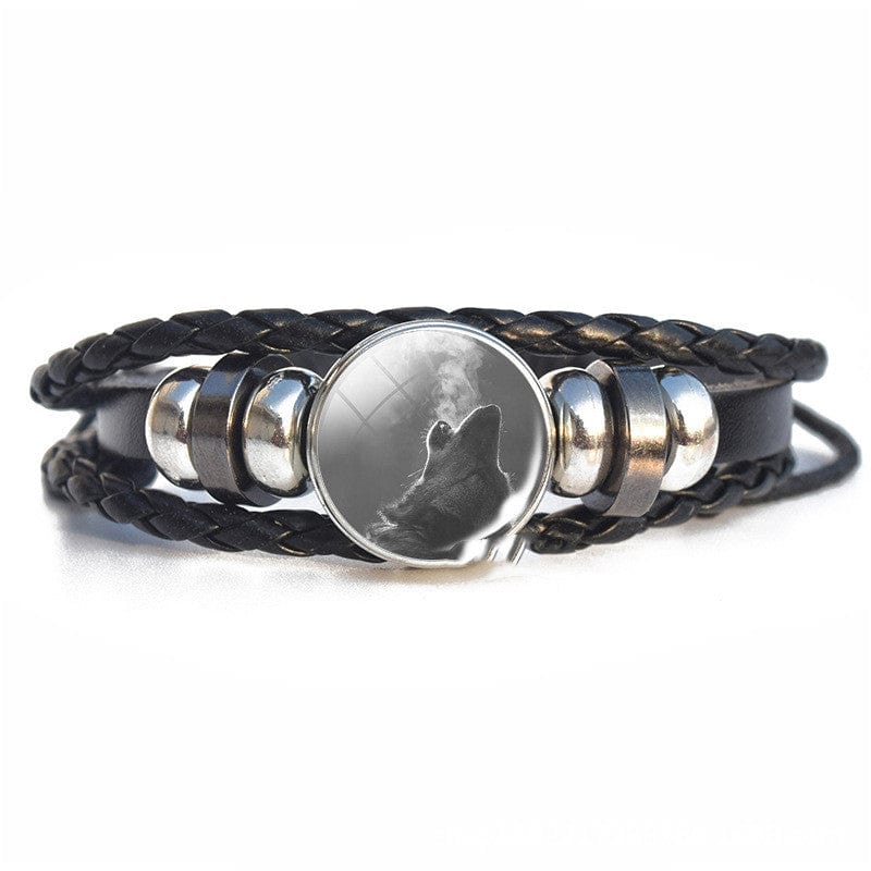 Elysmode Bracelet 11 Style Wolf's Black Leather Vintage Handwoven Bracelet