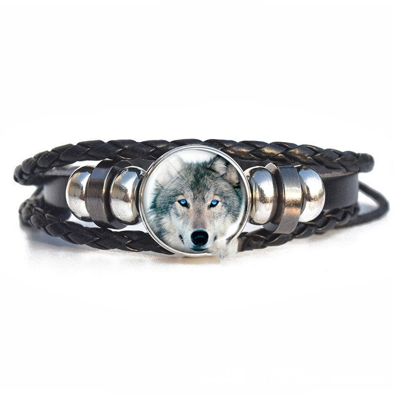 Elysmode Bracelet 12 Style Wolf's Black Leather Vintage Handwoven Bracelet