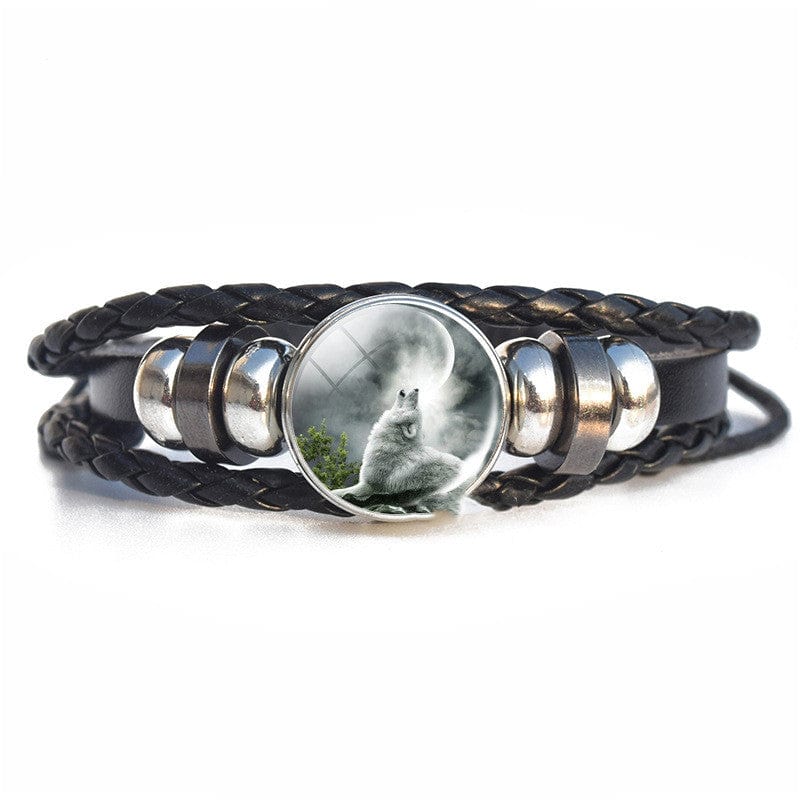 Elysmode Bracelet 26Style Wolf's Black Leather Vintage Handwoven Bracelet