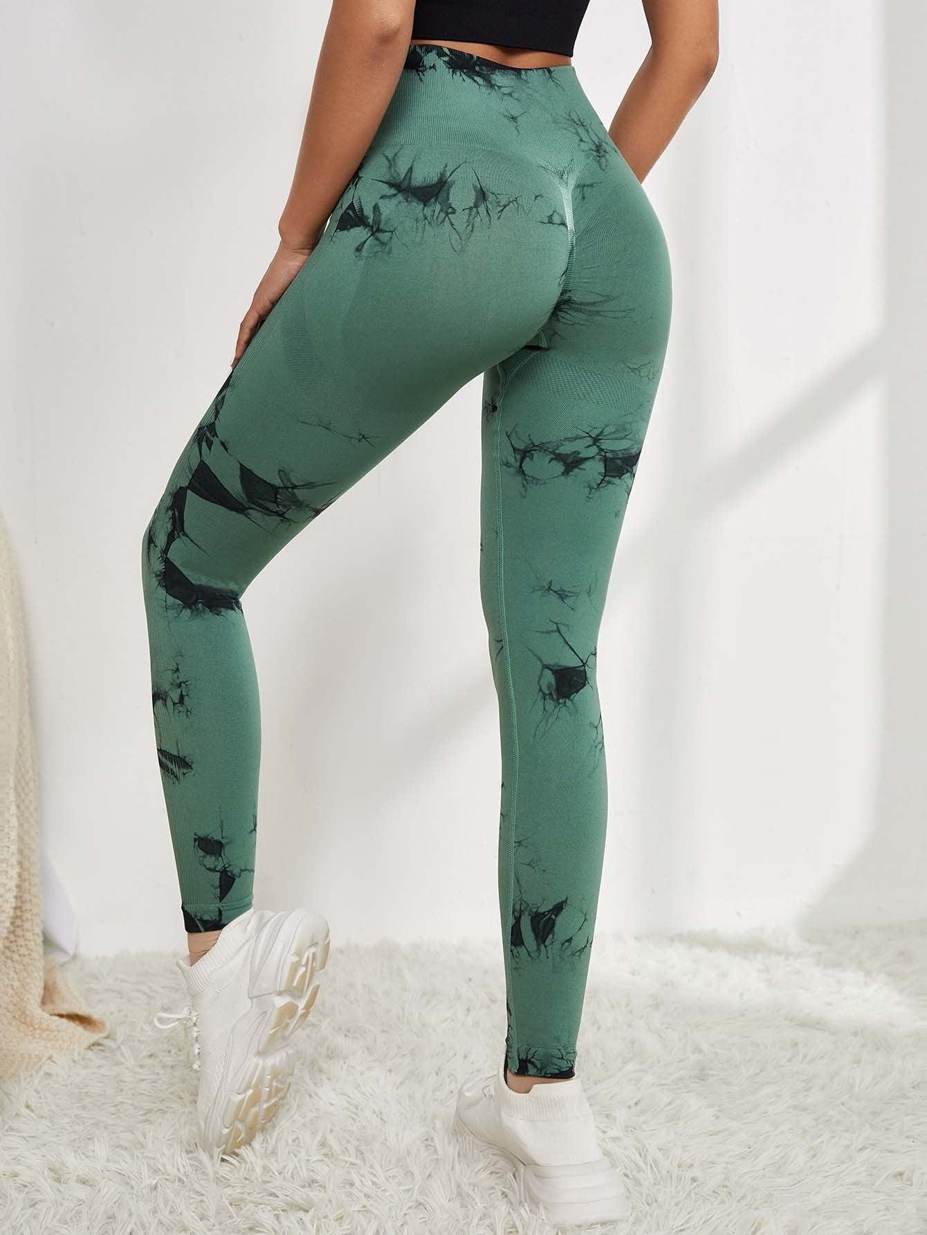 Elysmode Leggings Green / L High Waist Peach Hip Training Running Hip Lift Pants