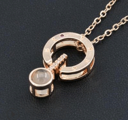 Necklace 100 Love Language Necklace world of couple Round Long Rose Gold Necklace