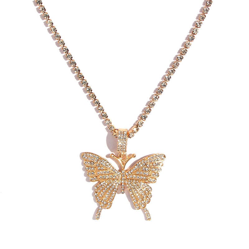 Elysmode Necklace Big Butterfly / 18K Gold Plated Butterfly Choker Tennis