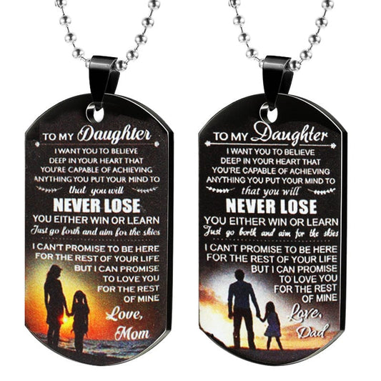worldofcouple Necklace Mom/Dad to Daughter Tag