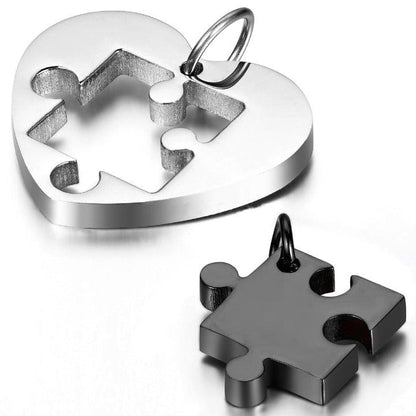 world of couple Necklace Black Puzzle Necklace Set