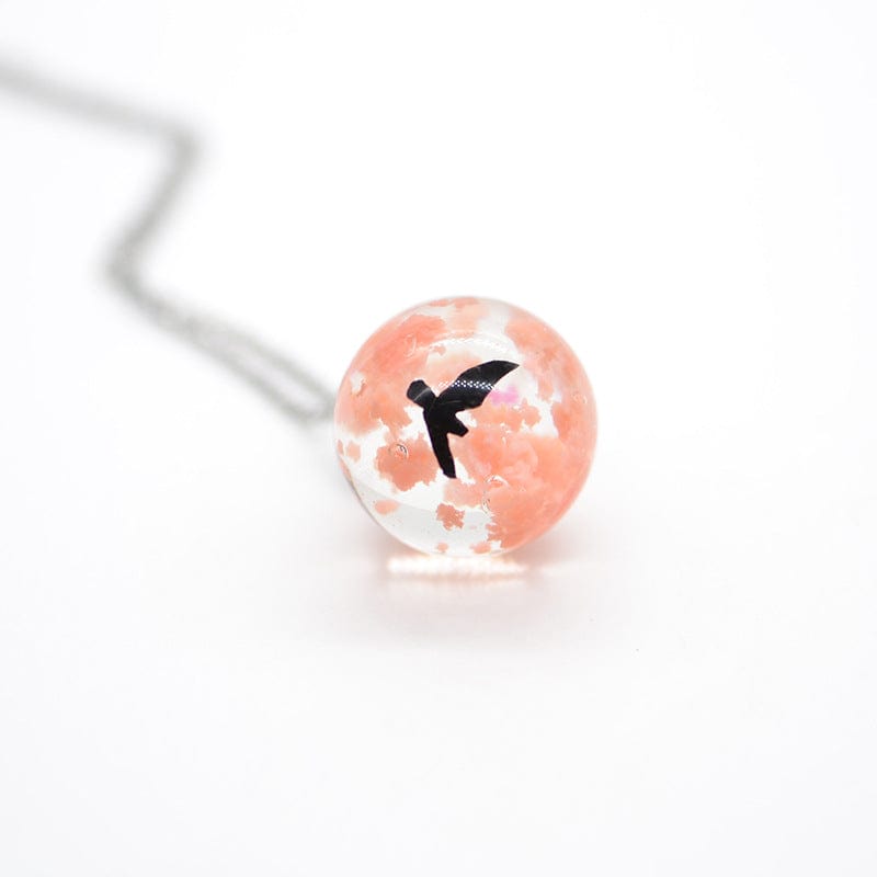 Elysmode Necklace Orange Spherical Resin Little Bird Eagle Sky Cloud Ornament