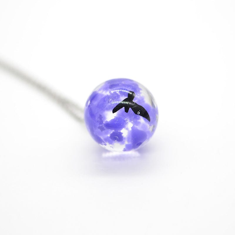 Elysmode Necklace Purple Spherical Resin Little Bird Eagle Sky Cloud Ornament