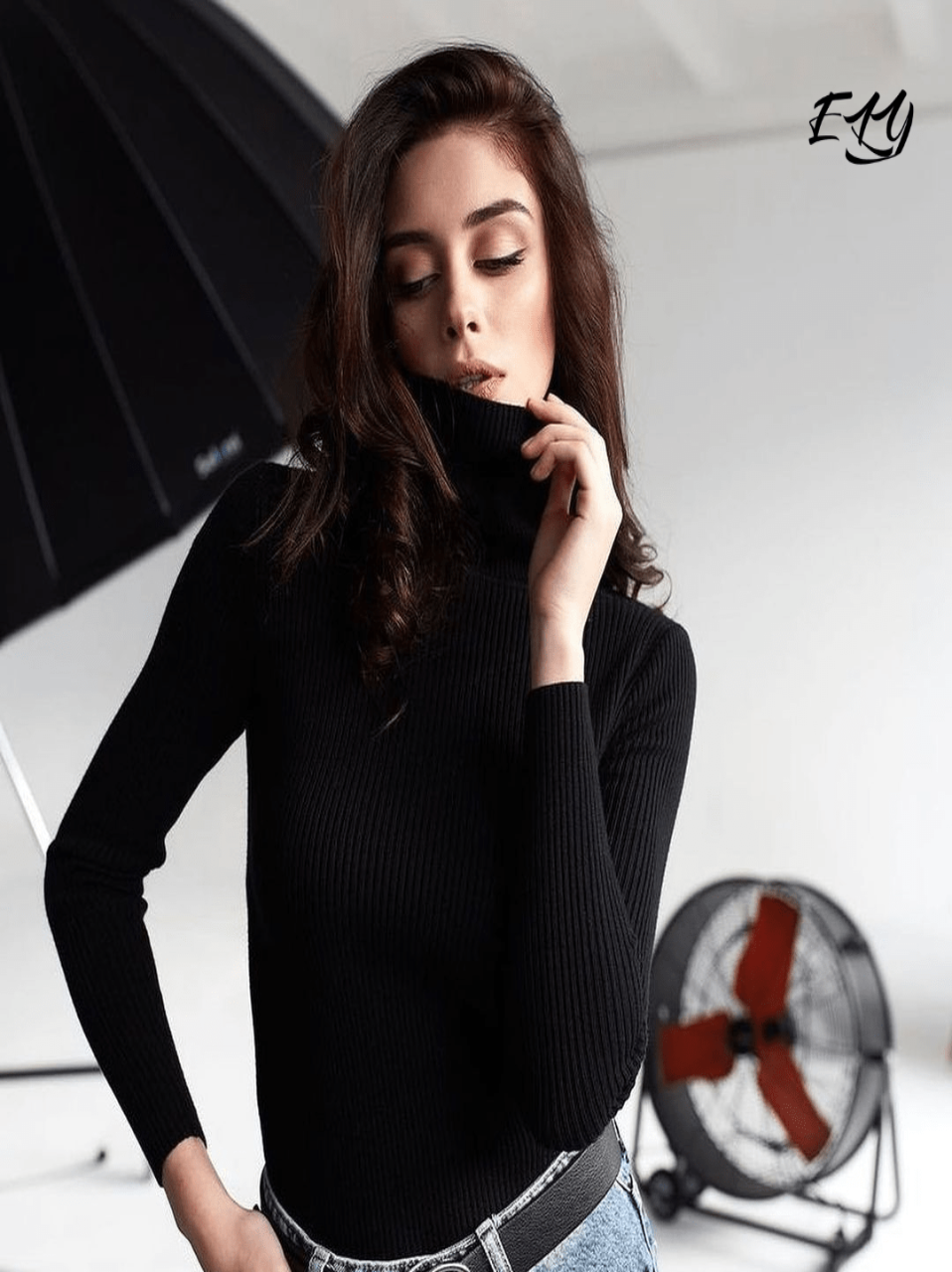 ElysMode Shirts & Tops One Size fit / Black Black Turtleneck