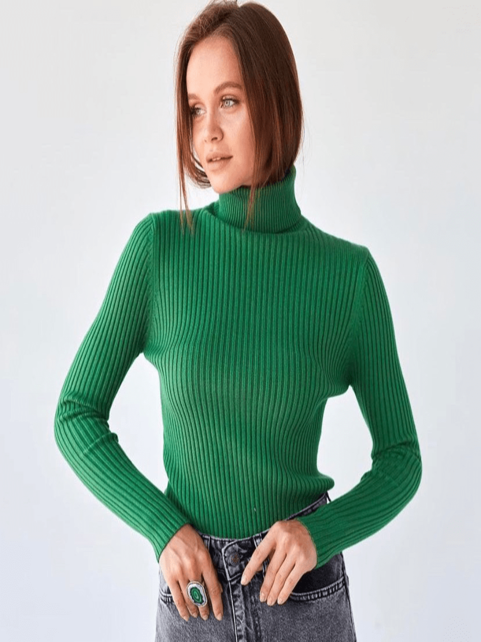 Elysmode Sweatshirts One Size Fit / Green Green Turtleneck